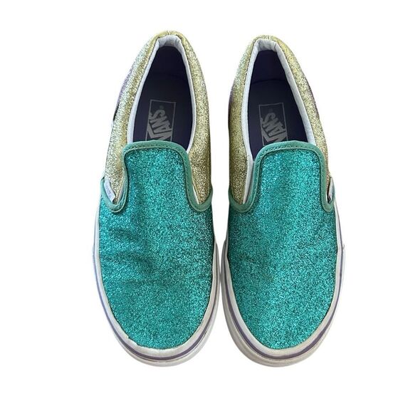 Vans Classic Slip On Glitter Sneakers Size Kids 3 Multicolor - Picture 2 of 7